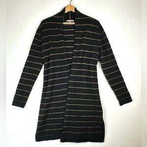 Neiman Marcus Cashmere Blend Stripe Open Front Cardigan Sweater Duster